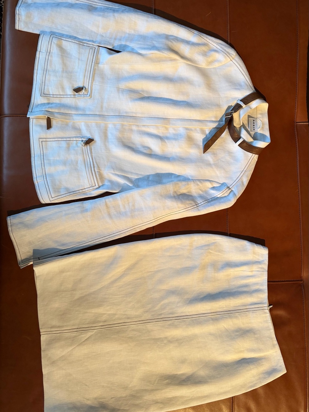 AKRIS Vintage Linen Blazer and Skirt Set - Picture 8 of 12